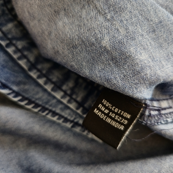 NWT Sim & Sam Tie Front Button Down Denim Blue Acid Wash Top Size XL - Picture 16 of 16